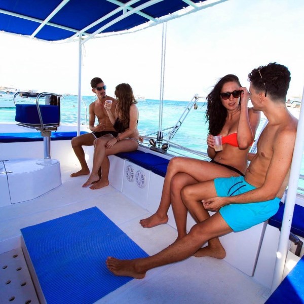 a woman sitting in a pool