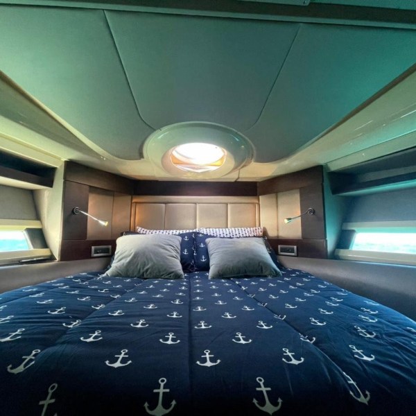 a large bed sitting in a room