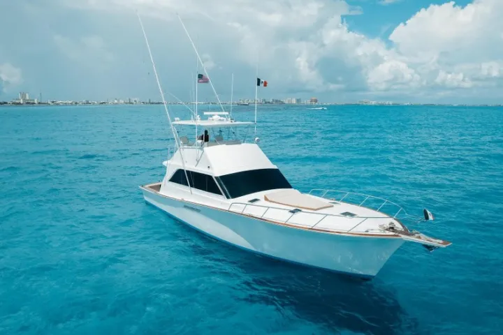 a small boat in a large body of water
