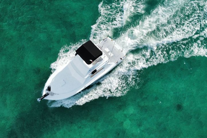 a small boat in the water