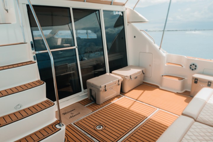 a boat sitting on top of a chair